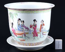 China cachepot / flower pot courtyard scene,