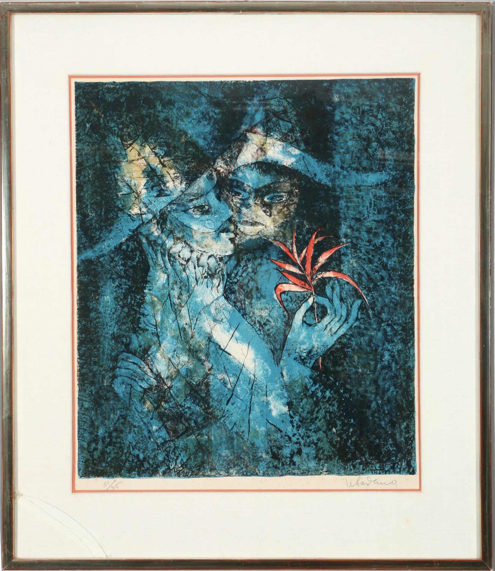 Dang LEBADANG (1921-2015) Lithographie Harlequins mit roter Blume, - Bild 2 aus 4