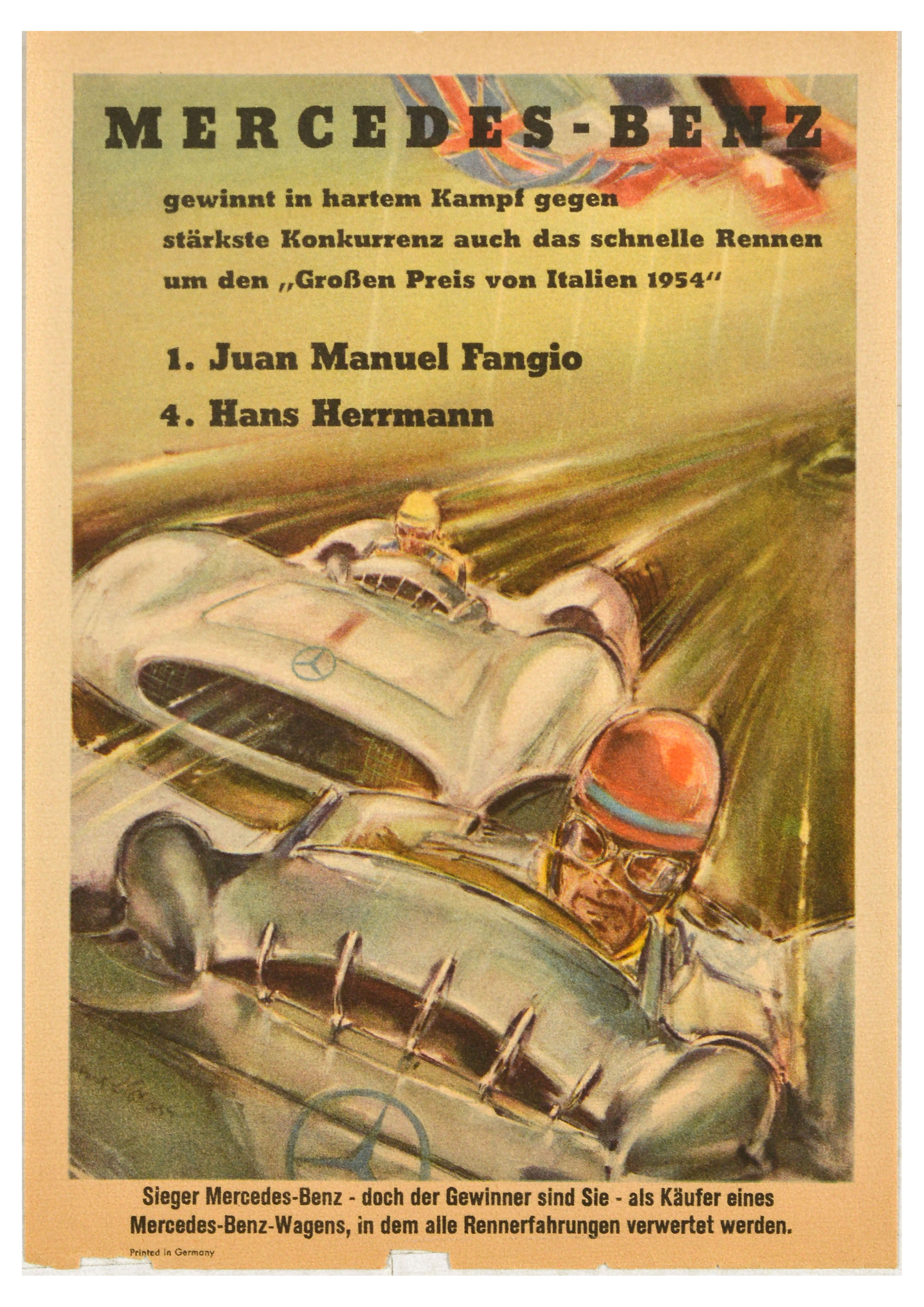 Sport Poster Mercedes Benz Italian Grand Prix 1954