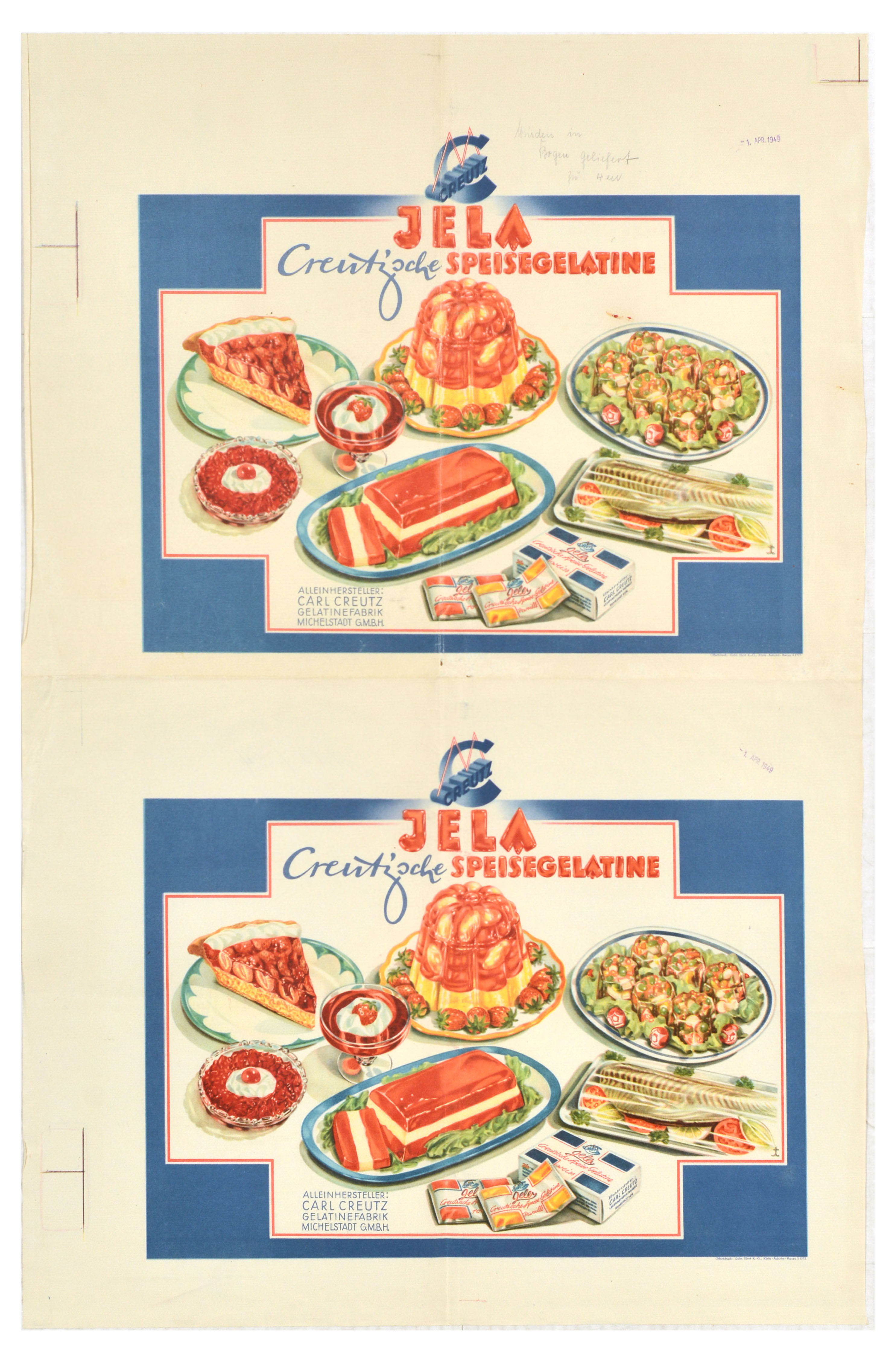 Advertising Poster Jela Carl Creutz Gelatine Food Cooking