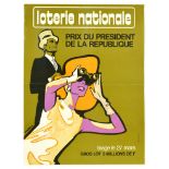 Advertising Poster Horse Racing Lottery Loterie Nationale Prix Du President France