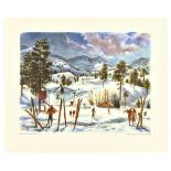 Travel Poster United Airlines Reno Nevada Ski Squaw Valley Skiers Joe Feher