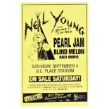 Advertising Poster Neil Young Pearl Jam Blind Melon Music Concert