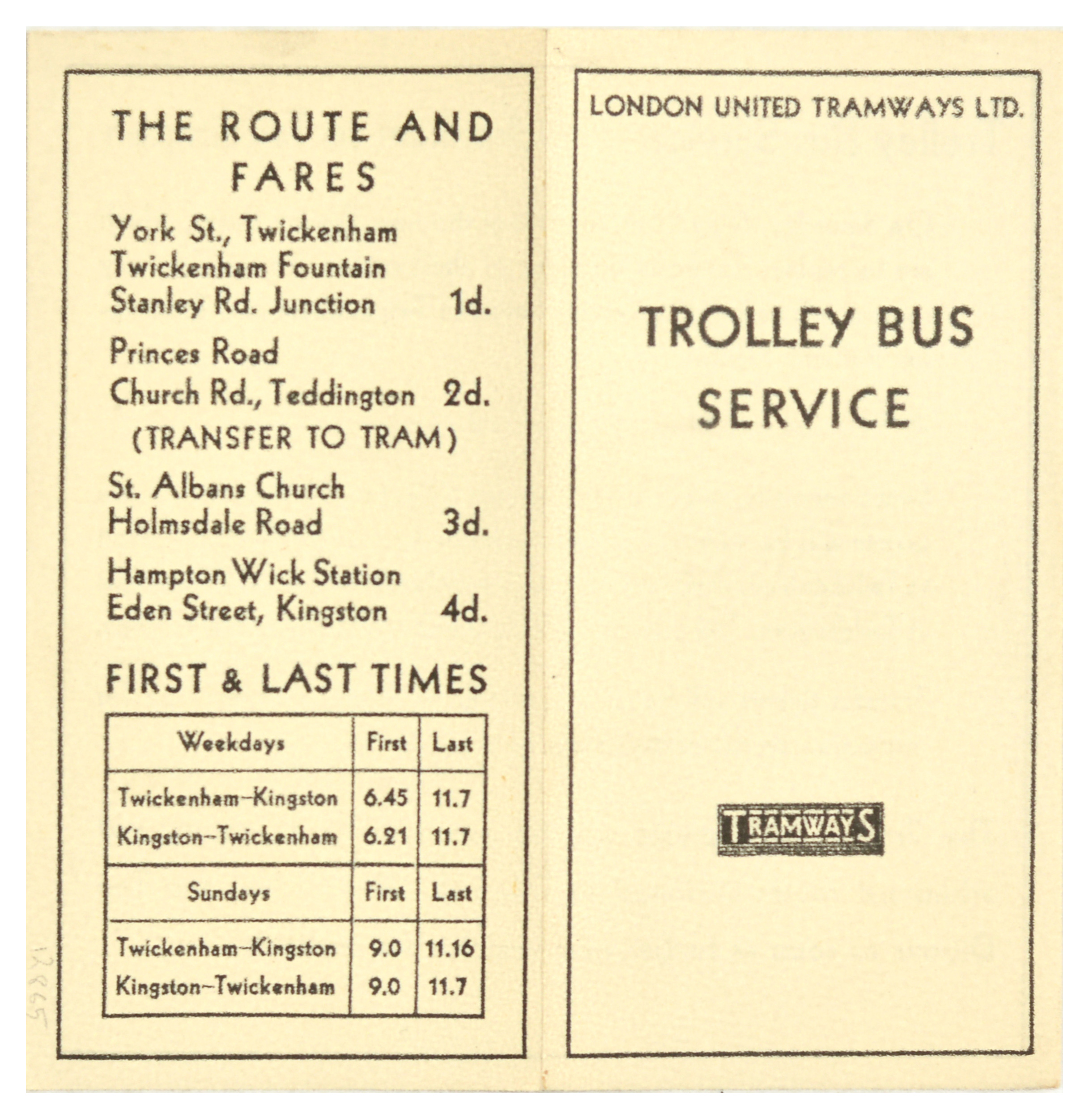 London Underground Set Trolley Bus Tramways Maps Twickenham Teddington - Image 13 of 14