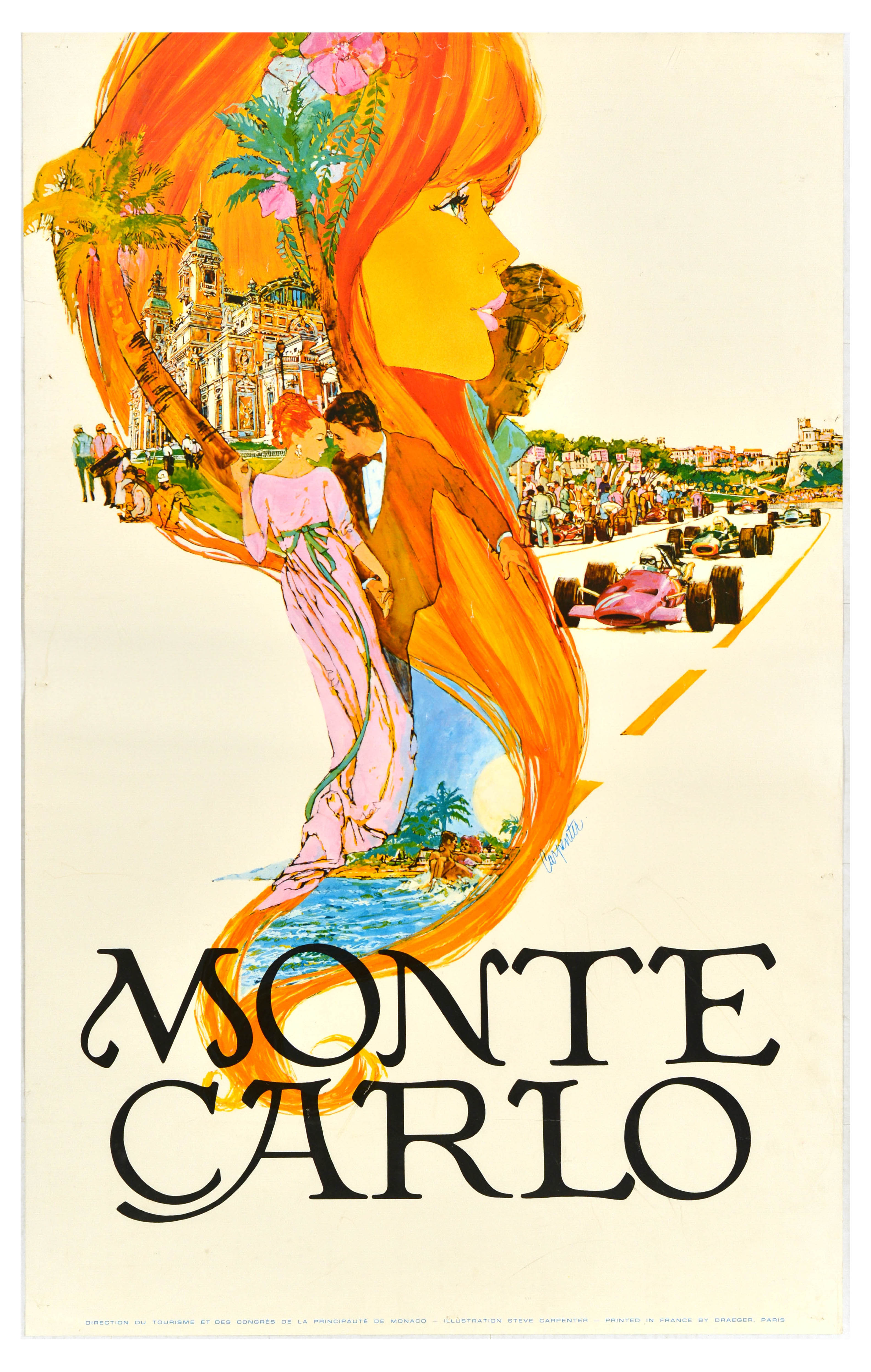 Travel Poster Monte Carlo Formula One Grand Prix Casino F1 Carpenter