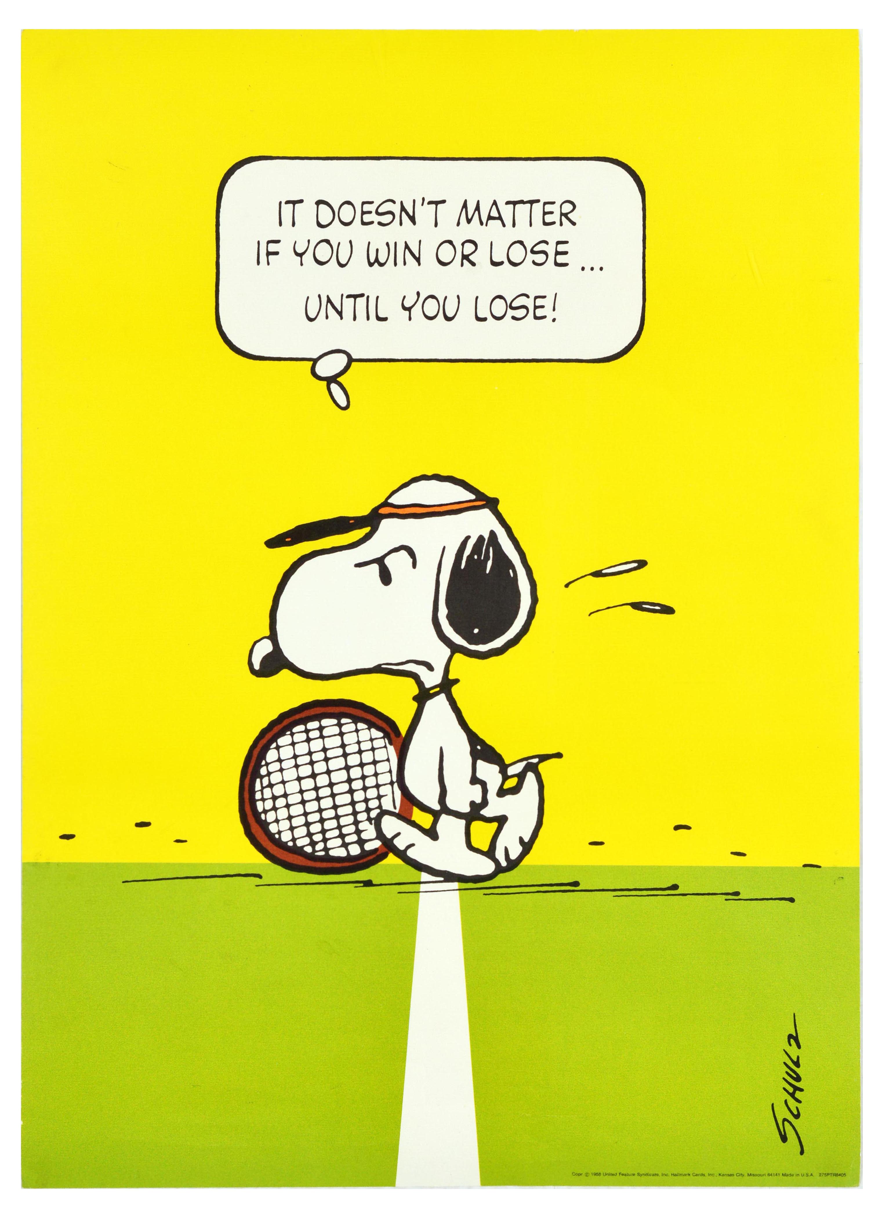 Sport Poster Snoopy Win Or Lose Tennis Peanuts Cartoon Schulz