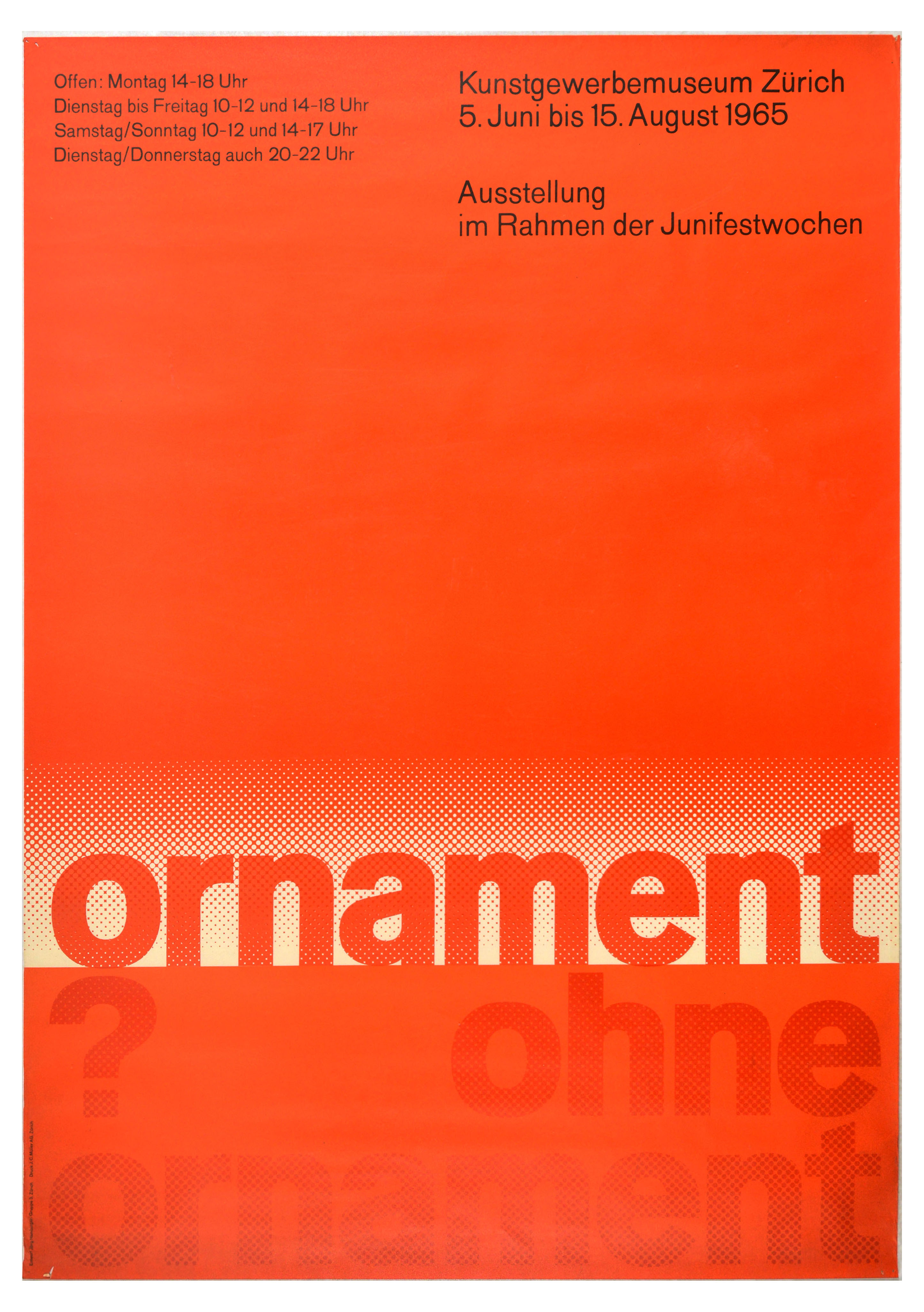 Advertising Poster Ornament Zurich Exhibition June Festival