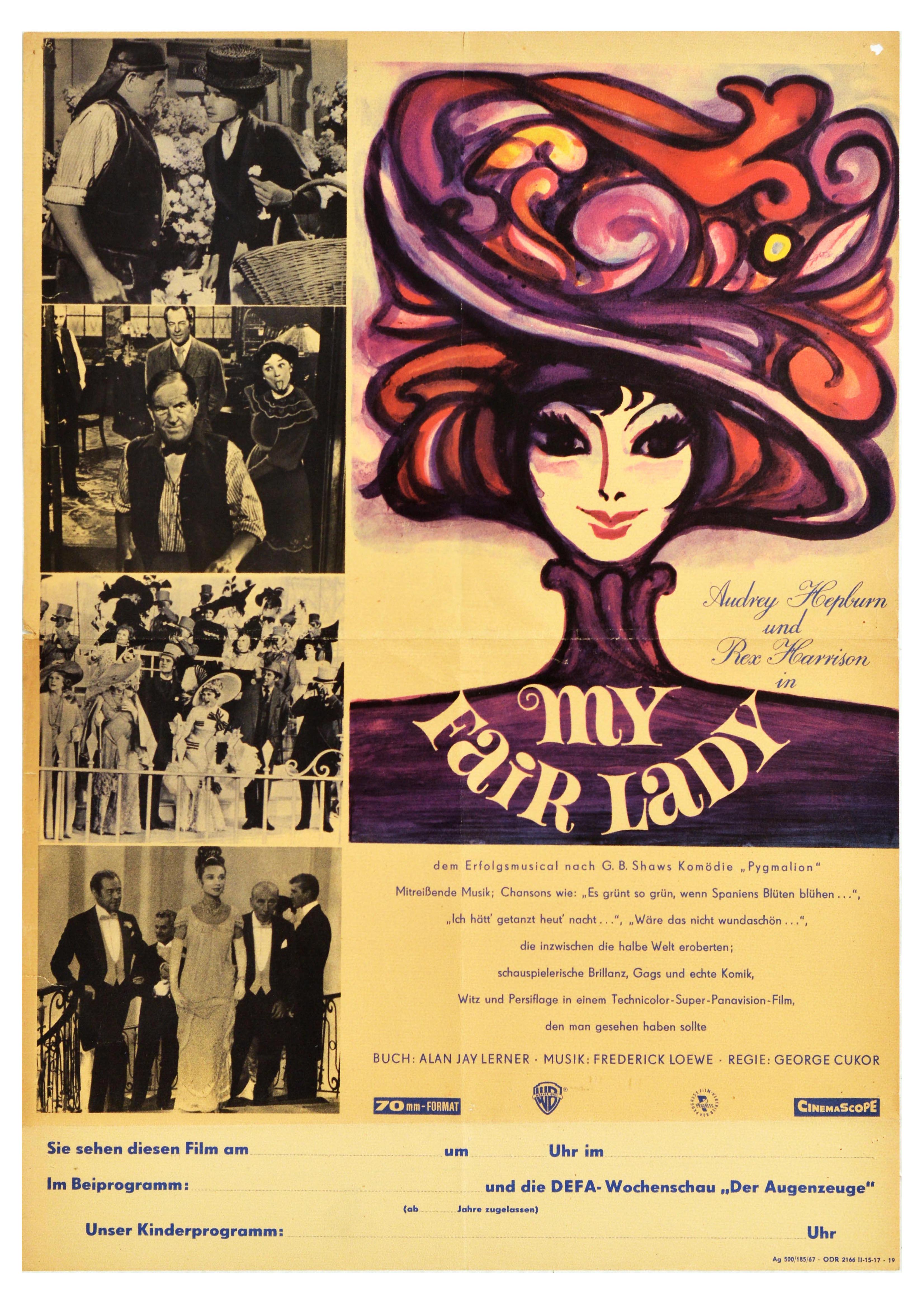 Film Poster My Fair Lady Audrey Hepburn Rex Harrison Musical Comedy