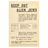 Propaganda Poster British Union Of Fascists Keep Out Alien Jews Oswald Mosley