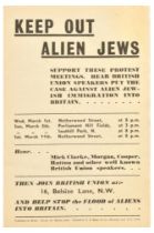 Propaganda Poster British Union Of Fascists Keep Out Alien Jews Oswald Mosley