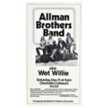 Advertising Poster Allman Brothers Band Wet Willie Music Concert