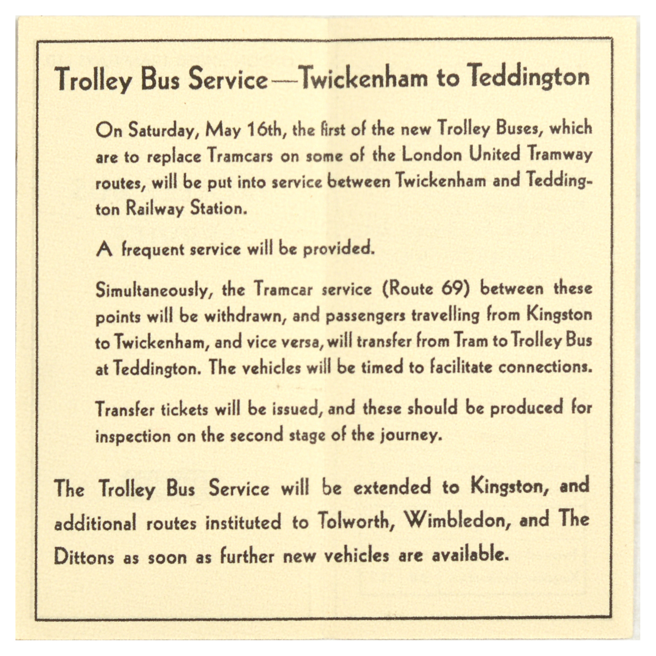 London Underground Set Trolley Bus Tramways Maps Twickenham Teddington - Image 14 of 14