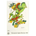 Sport Poster Munich Olympics 1972 Green Horse