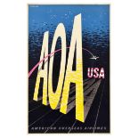 Travel Poster American Overseas Airlines AOA USA Lewitt Him Airport