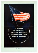War Poster Worker Protection Patriotic Duty Work Safety USA Home Front WWII