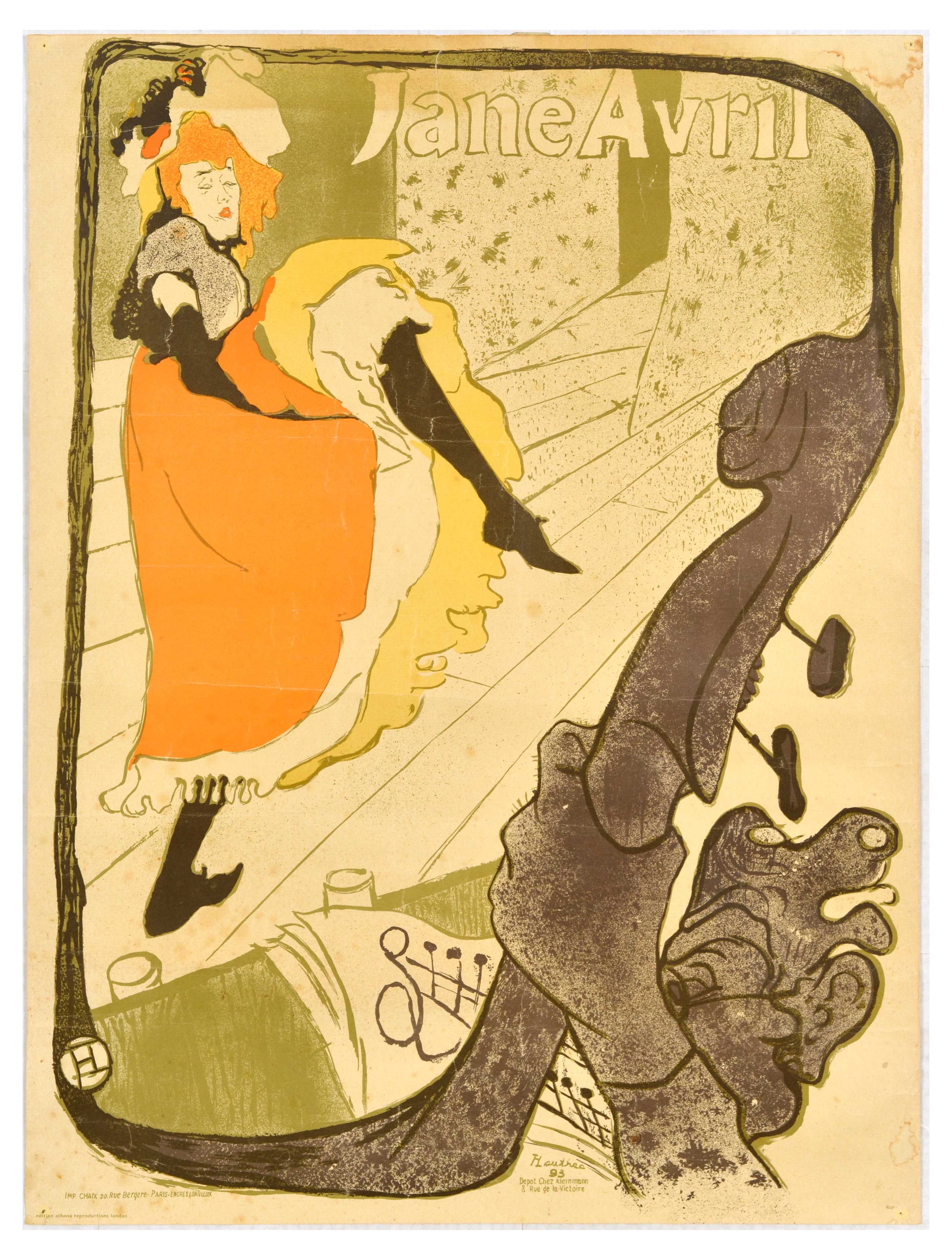 Advertising Poster Jane Avril Can Can Dancer Toulouse Lautrec