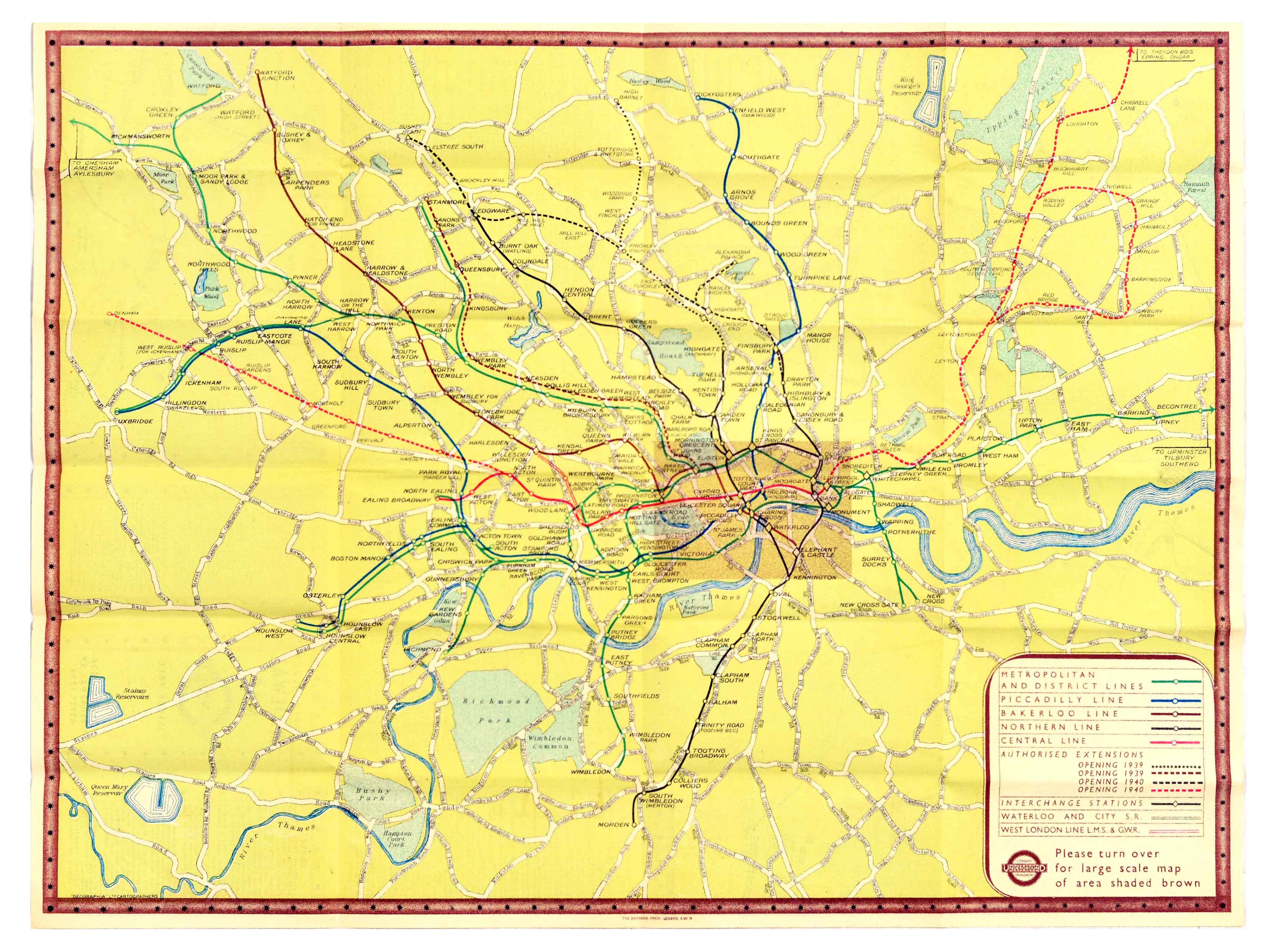 London Underground Poster Transport Tourist Railway Map