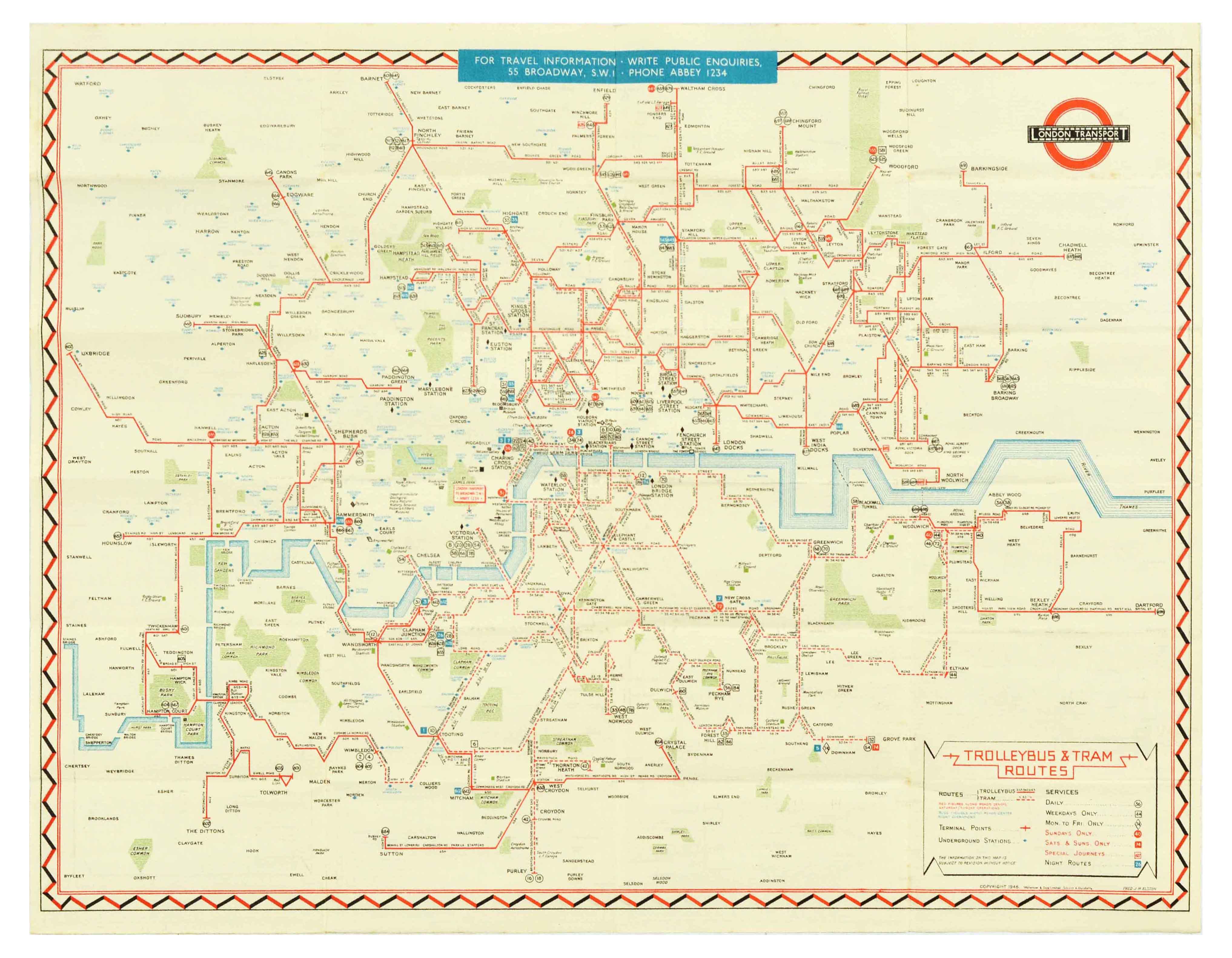 London Underground Set Trolley Bus Tramways Maps Twickenham Teddington - Image 3 of 14