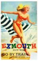 Travel Poster Exmouth South Devon Go By Train British Railways Beach