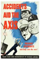 War Poster Accidents Aid The Axis USA Home Front Safety Shoes WWII