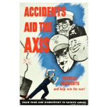 War Poster Accidents Aid The Axis USA Home Front Safety Shoes WWII