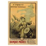 War Poster Emprunt Banque Privee WWI War Loan Bonds Marianne Drummer Boy