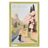 Travel Poster Nimes France Gard French Rome Tourism