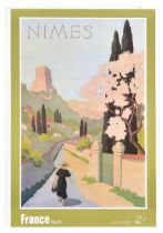 Travel Poster Nimes France Gard French Rome Tourism