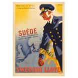 Travel Poster Swedish Lloyd Gothenburg Sweden London Paris