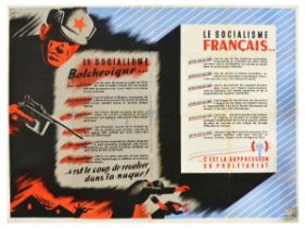 War Poster Socialism Anti Bolshevik WWII Nazi Vichy France