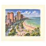 Travel Poster United Airlines Lake Shore Drive Chicago Joe Feher