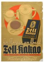 Advertising Poster Zell Kakao Cocoa Art Deco Hartwig Vogel Drink Food