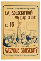War Poster La Souscription Va Etre Close WWI Emprunt War Loan Bonds Subscription