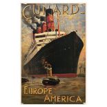 Travel Poster Set French Riviera DFDS Cunard Art Deco Eagle Steamers