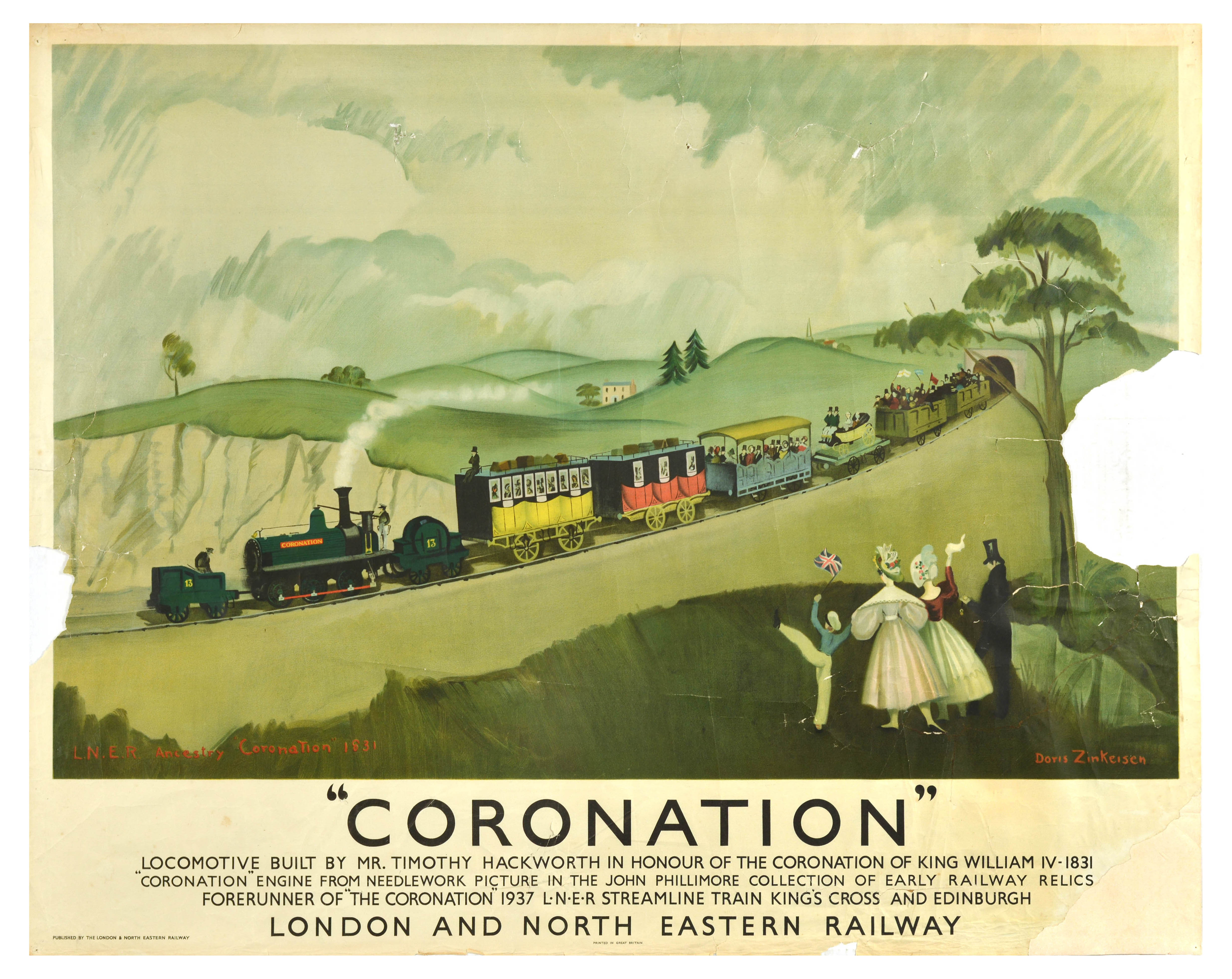 Travel Poster LNER Railway Coronation Locomotive Train