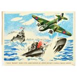 War Poster British Blenheim Bomber German Nazi Submarine WWII