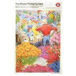 London Underground Poster Flower Market by Tube Kay Gallwey