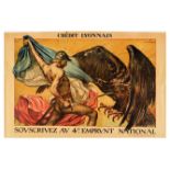 War Poster Credit Lyonnais Emprunt WWI Imperial Eagle Soldier
