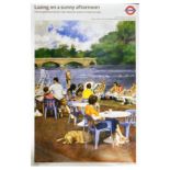 London Underground Poster Serpentine Hyde Park Lazing On A Sunny Afternoon Norman Hepple Large