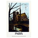 Travel Poster Paris French Railways Notre Dame Bernard Buffet