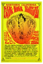 Advertising Poster Folk Rock Festival Music Hendrix Jefferson Airplane Led Zeppelin