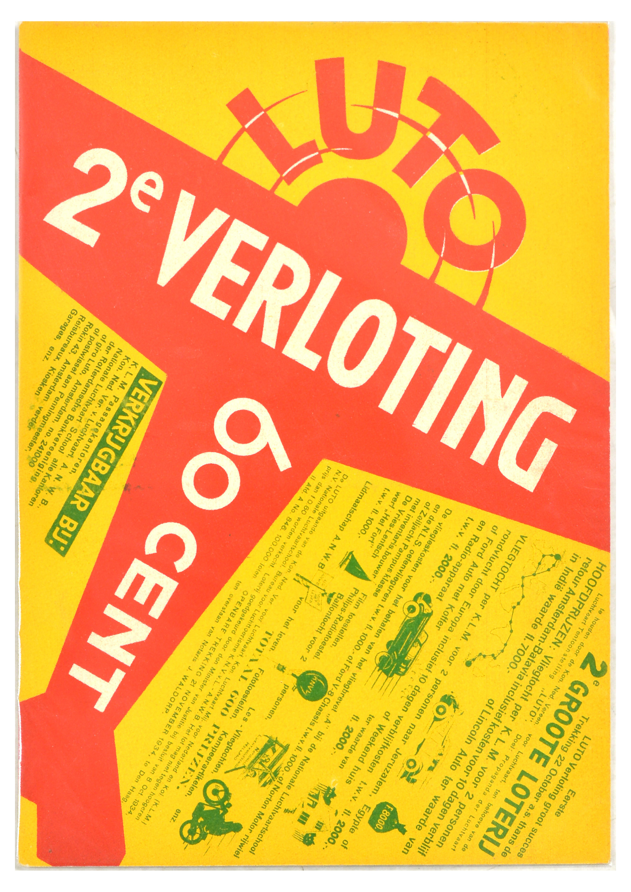 Advertising Poster Art Deco Aviation Lottery Netherlands Luto Verloting 