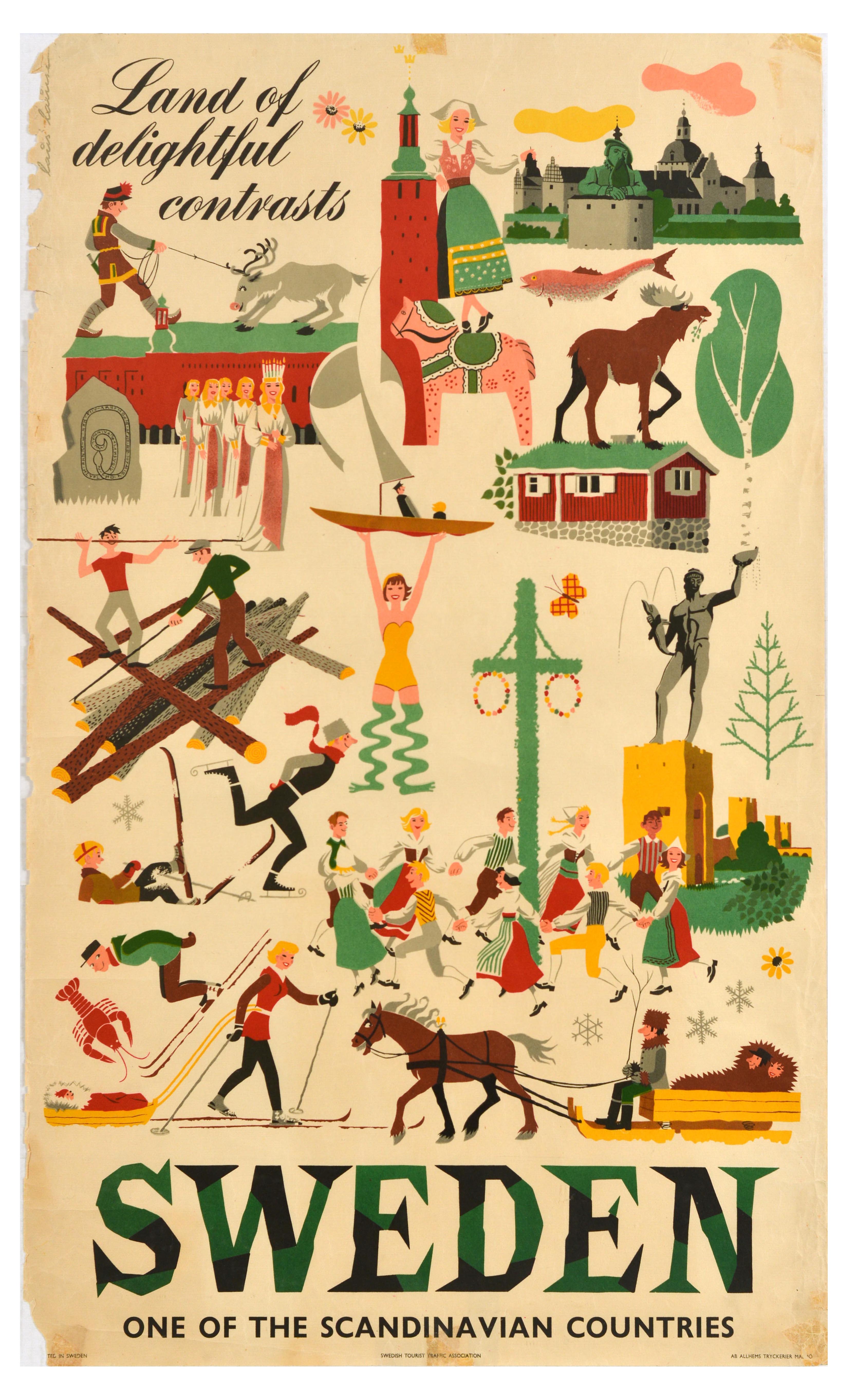 Travel Poster Sweden Land Of Delightful Contrasts Scandinavia 