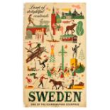 Travel Poster Sweden Land Of Delightful Contrasts Scandinavia
