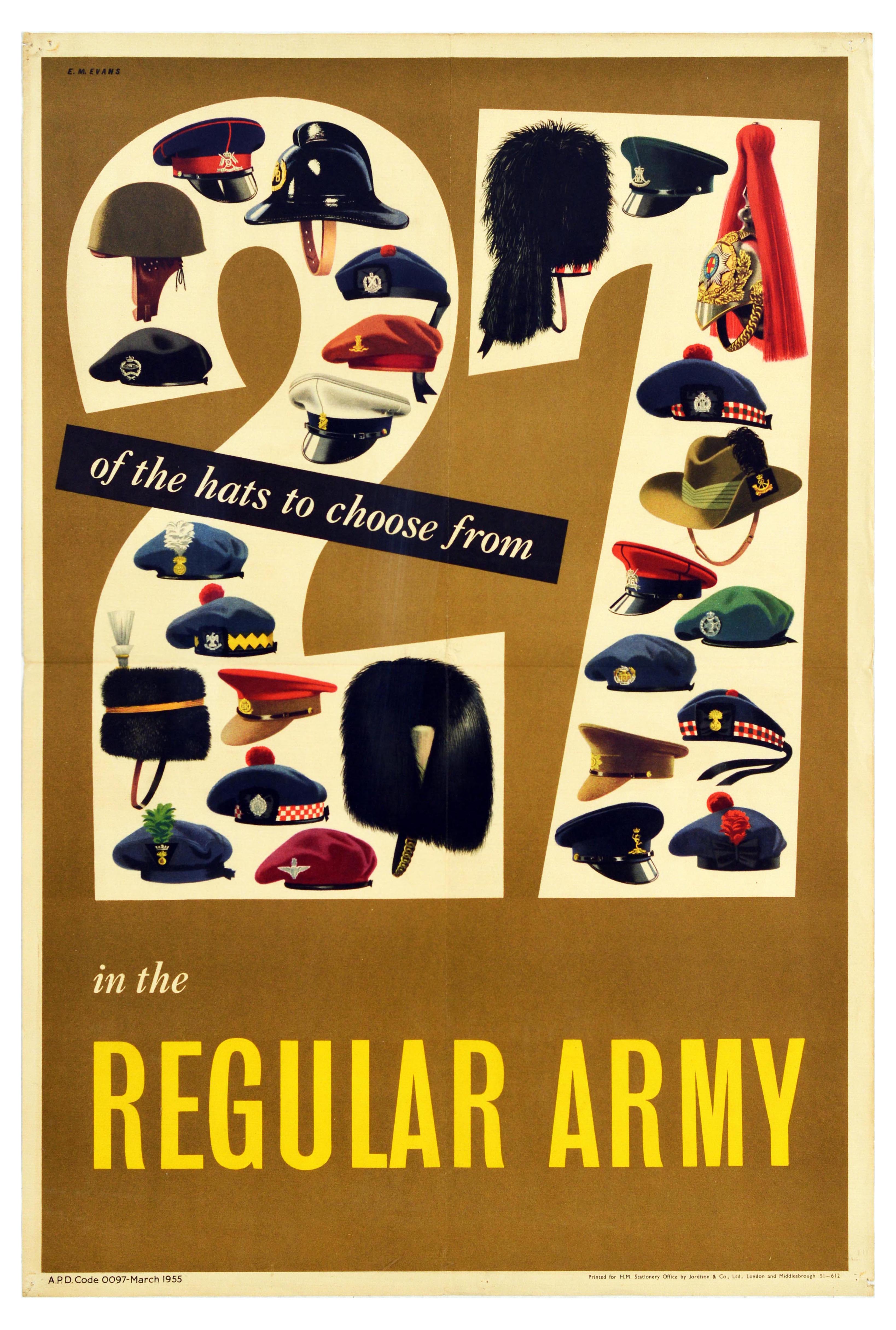 Propaganda Poster Regular Army Recruitment Hats Soldier UK