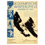 Sport Poster Olympics 1964 Innsbruck Winter Sports Skiing Skating
