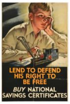 Propaganda Poster National Savings Lend To Defend His Right To Be Free
