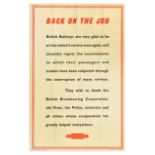 Travel Poster British Railways Back On The Job WWII