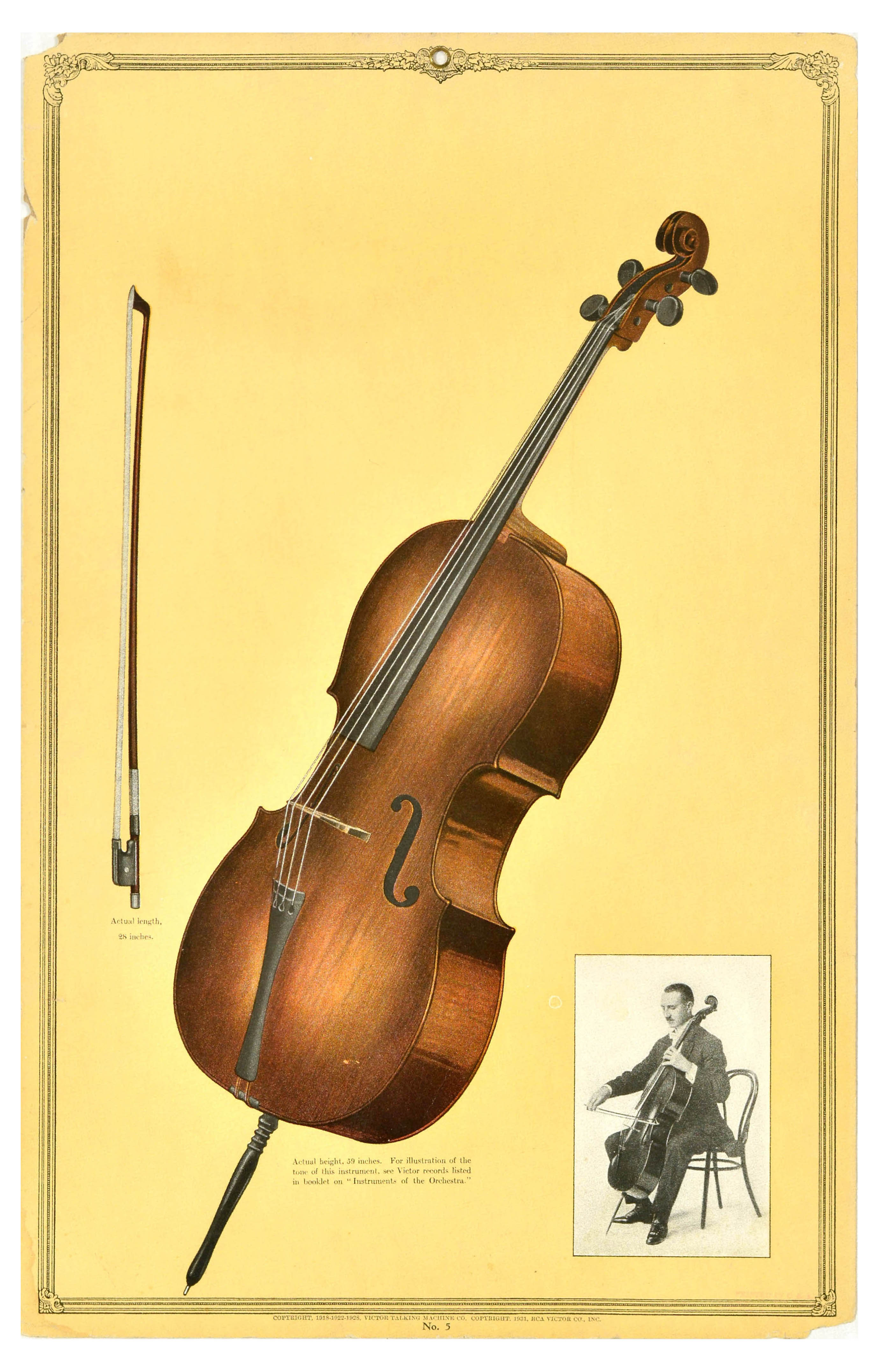 Advertising Poster Violoncello Instruments Of The Orchestra Victor Talking Machine Music