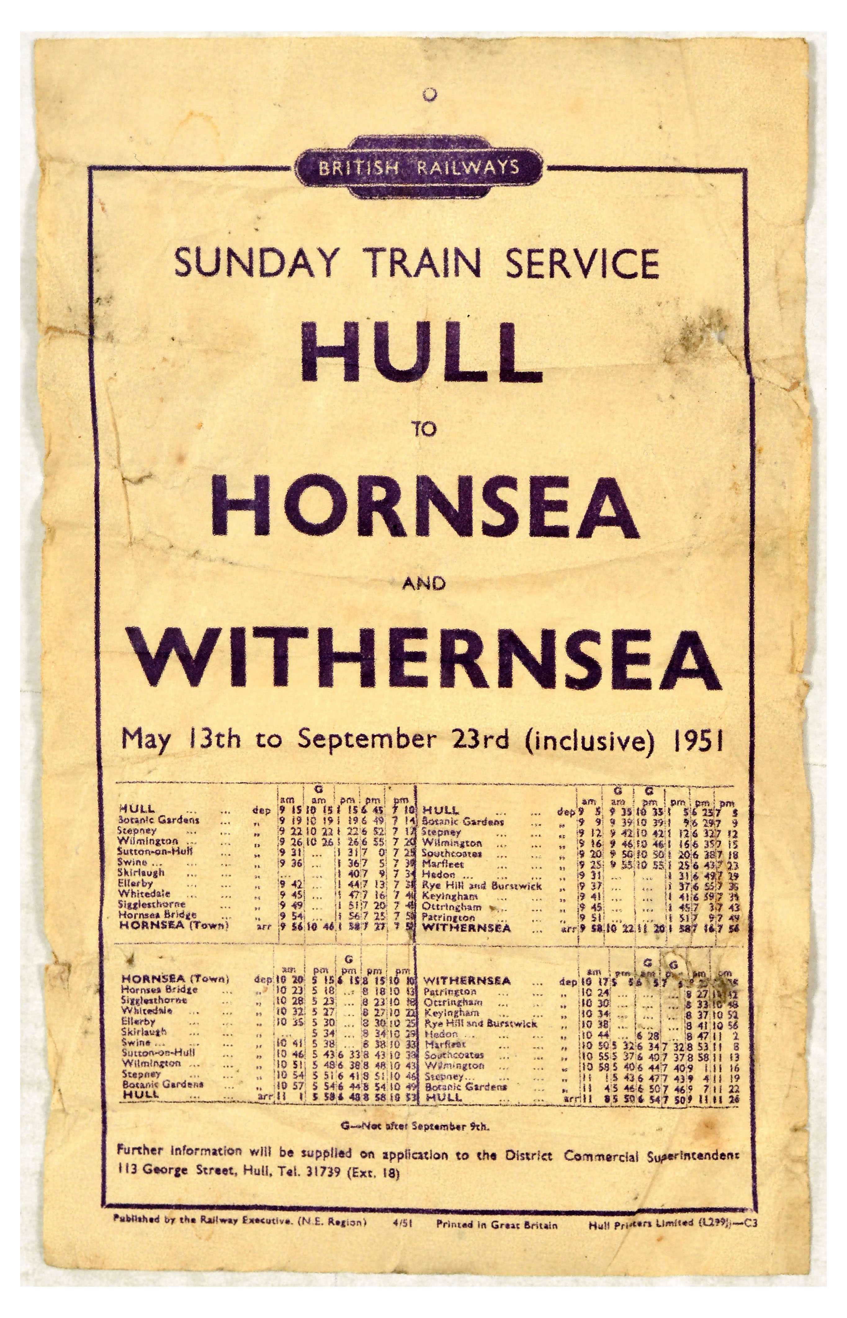 Travel Poster Hull Hornsea Withernsea British Railways Train Travel